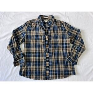 L.L.Bean Men's Traditional Fit Plaid Flannel 100% Cotton Button-Up Shirt Size XL